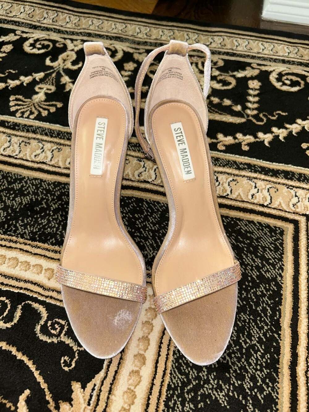 Steve Madden TECY Velvet Rhinestone Strap Stiletto Heels, Size 9M